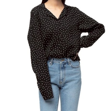 CARET 女款 嫘縈 波卡圓點前開襯衫  均碼  黑
