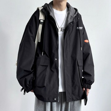 2025春秋季工裝連帽夾克男新款褂子青少年秋冬假兩件寬松外套薄款鑫弘-錦衣華服