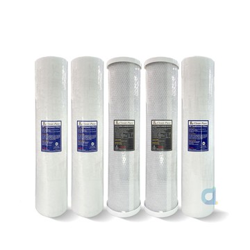 (共5支)CLEAN PURE 台灣製造 20英吋大胖5微米PP濾心2支 壓縮活性碳濾心2支 1微米PP濾心1支全戶過濾
