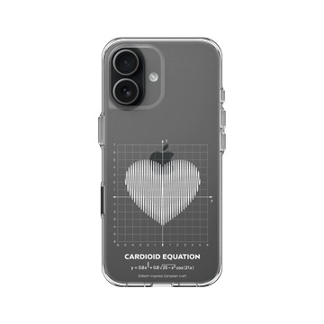 iPhone 17 Clear Case（相機按鈕） 透明 - Valentine's Day Collection - 愛的方程式：心跳（白）