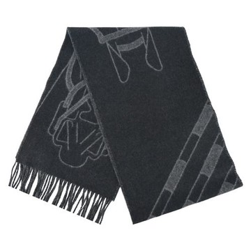 Hermes Tete-a-Tete Equestre 170x25 羊絨圍巾(炭灰)