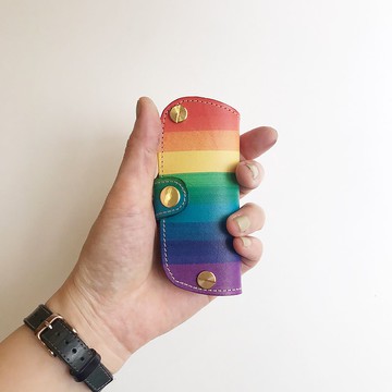 鑰匙套_一般鑰匙用_長版雙軸中扣_彩虹漸層刷色