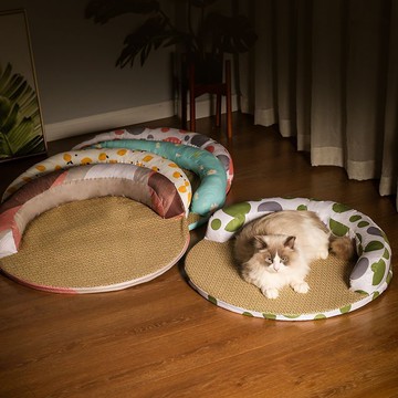 網紅同款藤席夏季空調涼席貓狗通用防暑清涼可拆卸半圓靠枕涼席