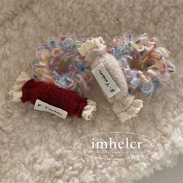 🔥2件9折🍊臺北出貨🍊可開發票彩虹糖果少女馬尾發繩可愛秋冬毛線溫暖髮圈甜美小衆扎丸子頭皮筋