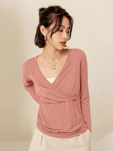 13度soft+超柔感交叉V領發熱衣