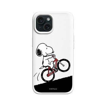 iPhone 15 SolidX 白 - 史努比 Snoopy - 騎腳踏車