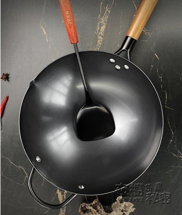 章丘炒鍋炒菜鍋傳統老式鐵鍋家用不粘鍋無涂層燃氣灶適用 雙11全館免運
