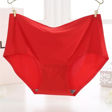 特大碼內褲女胖mm200斤冰絲無痕棉襠中腰加肥加大本命年紅色褲頭