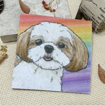 西施-不織布杯墊-吸水杯墊~彩虹暈染