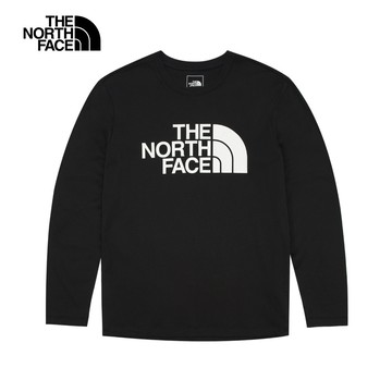 The North Face北面男款黑色吸濕排汗品牌LOGO長袖T恤｜8AMJJK3