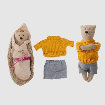 PK gifts|熊寶寶+土黃毛衣+灰褲I13cm 手工時尚熊