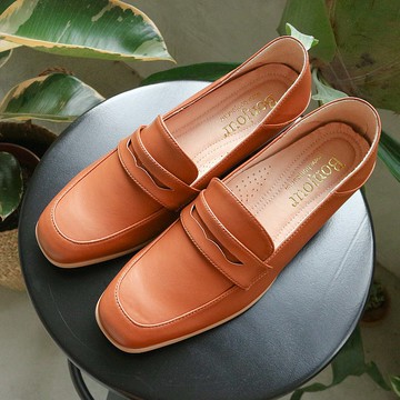 不挑腳2way樂福方頭中跟鞋Penny Loafer