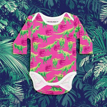 英國 SLEEP NO MORE - 100% 有機棉長袖包屁衣-侏儸紀公園/桃底暴龍