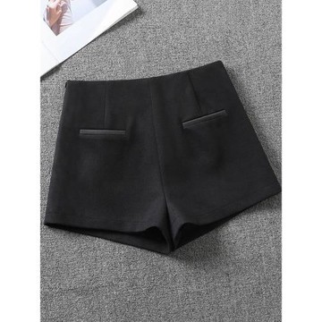 黑色毛呢短褲外穿女2025新款冬爆款闊腿熱褲高腰休閑百搭a字靴褲