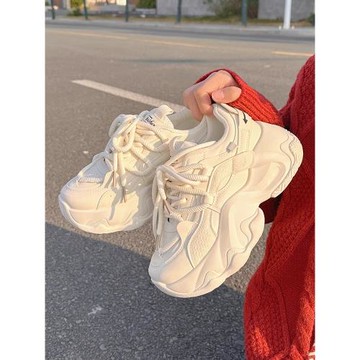 蓓爾老爹鞋女2024年夏新款顯腳小厚底增高鞋時尚百搭跑步運動鞋子