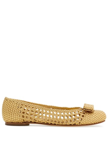 Ferragamo - Vara bow ballerina shoes - women - Lamb Skin/Goat Skin - 8.5C - Gold