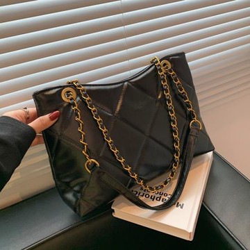 質感大容量包包2025新款潮時尚女包菱格鏈條包百搭網紅單肩斜挎包