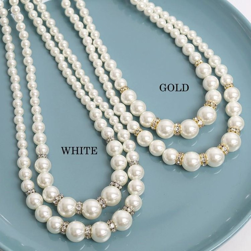 パールネックレス 結婚式 ロングネックレス レディース ガラスパール2  