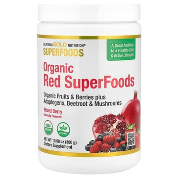 California Gold Nutrition, Superfood，有機紅色 Superfood，含有機巴西莓、有機藍莓、有機蔓越橘和有機石榴粉，混合漿果，10.58 盎司（300 克）