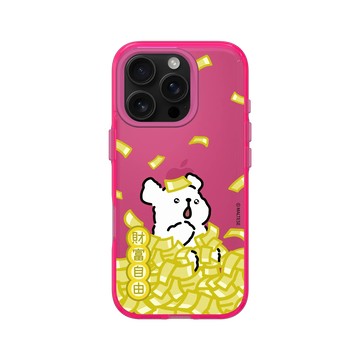 iPhone 16 Pro Clear 粉漾桃 - Maltese線條小狗 - 財富自由
