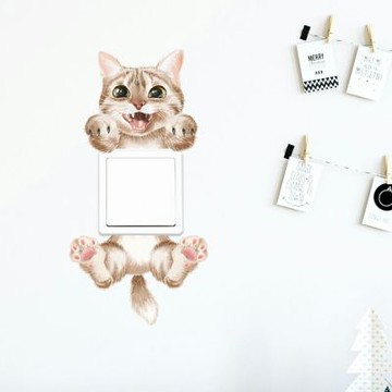 【MR.ZAKKA】創意萬用裝飾貼紙-動物主題 手繪調皮小貓咪 兒童房布置 DIY可移式壁貼 無痕壁貼 牆貼