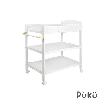 PUKU 藍色企鵝 - BuIsland 布布島實木尿布台(含防水墊)-白色
