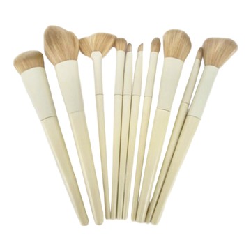 法式化妝刷 10支奶油化妝刷組 皮革袋裝  奶白色  1組