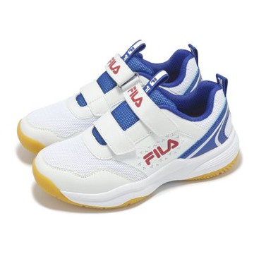 Fila 慢跑鞋 J804Z 大童 中童 小朋友 白 藍 膠底 魔鬼氈 運動鞋 斐樂 3J804Z132