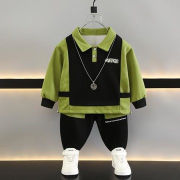 男童春裝polo衫套裝2025新款帥氣時髦寶寶衣服小兒童春秋兩件套潮