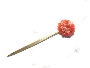 大麗花 彤紅 髮簪 造型