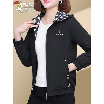 啄木鳥沖鋒衣女士春秋季2025年新款寬松小個子中年媽媽防水短外套