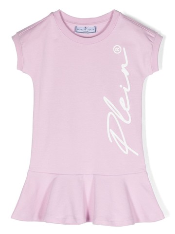 Philipp Plein Junior - logo-print short-sleeved dress - kids - Cotton/Elastane - 10 yrs - Pink