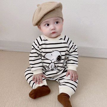 DUDU-男女寶寶連體衣春秋季新生哈幼包屁裝嬰兒衣服打底衫爬爬睡外出穿