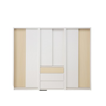 直人木業-NINA簡約風滑門標準衣櫃組240公分(二個雙吊80公分+一個三抽滑門80公分)