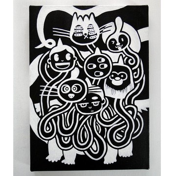 七頭怪物原畫塗鴉藝術畫布繪畫單色