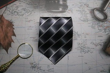 深灰色大格紋真絲領帶/型男紳士商務necktie