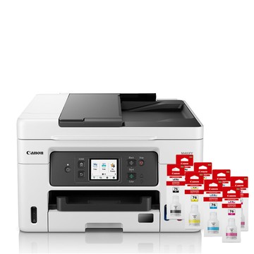 Canon MAXIFY GX4070 商用四色防水高速四合一雙網連續供墨傳真印表機+GI-76 BK/C/M/Y墨水2組(噴墨複合機)