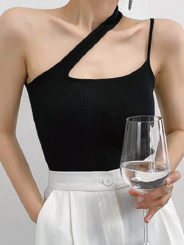 針織吊帶女性感上衣春秋外穿無袖西裝內搭打底法式短款小背心秋冬