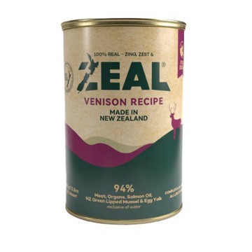 Zeal 真致【12入=箱】390g 野牧無穀94%鮮肉主食狗罐-野牧鹿(ZE-CAN-D14) (購買二件贈送K9wang寵物果醬玩具*1個隨機出貨)