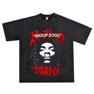 數碼直噴狗爺說唱歌手Snoop Dogg嘻哈印花短袖T恤寬松重磅純棉