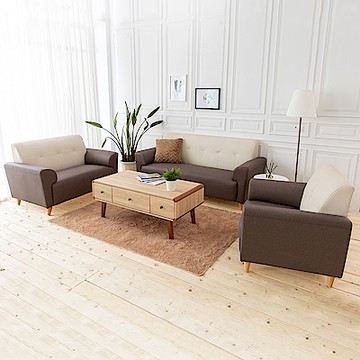 時尚屋 布萊茲1+2+3人座雙色實木骨架貓抓皮沙發 (共2色)臺製/免運免組