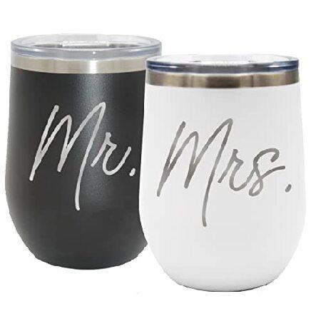 特別価格My Personal Memories 12 oz Mr and Mrs Insulated Wine Tumbler Set of (Black Mr White Mrs)並行輸入