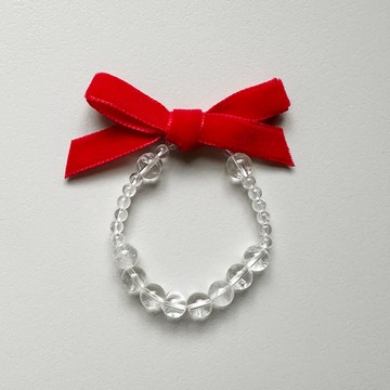 C happy 微笑白水晶手鏈_開運_紅色蝴蝶結款 - 17至18cm