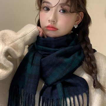 🔥3件8折🍊臺北出貨🍊可開發票黑白英倫仿羊絨氛圍感格子圍巾秋冬新款韓版百搭披肩保暖雙面圍脖