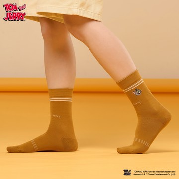 【FOOTER除臭襪】湯姆貓與傑利鼠-默契拍檔襪(TJ13-黃色)