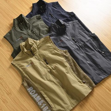 高端牛貨！外貿尾貨秋季新款休閑機能風戶外釣魚工裝背心馬甲外套