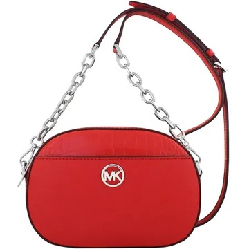MICHAEL KORS Jet Set Glam 防刮皮革鍊帶斜背包(紅色)