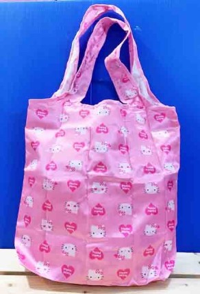 【震撼精品百貨】Hello Kitty 凱蒂貓~三麗鷗 KITTY~環保收納袋-雙面可折-粉緞面*62424