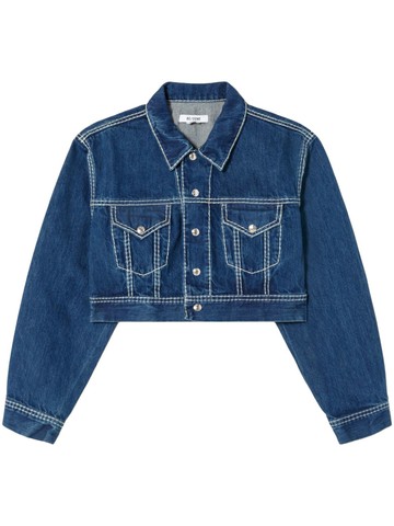 RE/DONE - chunky stitch cropped denim jacket - women - Cotton - L - Blue
