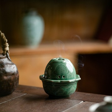 香爐 檀香爐 香薰爐 家用擺件 山鼎 三兔共耳爐 越窯青香薰爐沉香蓮花香爐陶瓷家用室內檀香茶道